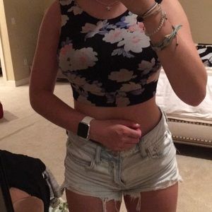 floral black crop top